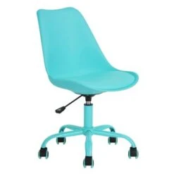 Porch & Den Stringer Mid-Century Modern Minimalist Task Chair With 360 Degree Swivel - N/A - Blue