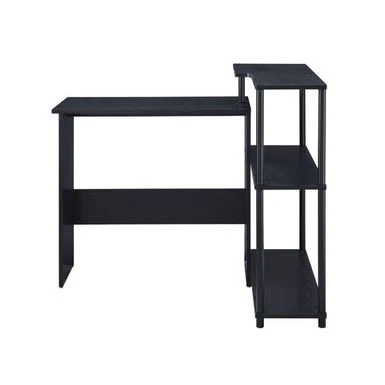 Wooden Writing Desk With Side Shelf - Antique White And Black 7 Wooden Writing Desk With Side Shelf - Antique White And Black - Image 7