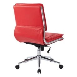 Armless Mid Back Professional Managers Faux Leather Chair With Chrome Base - Red -Office Storage Sales a42187d4 7a2b 4010 b2cb 40f11b75e298