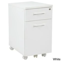 Prado Mobile Laminate File Cabinet With Metal Drawer Pulls And Hidden Box Drawer - Prado Mobile File Cabinet, Laminate, White