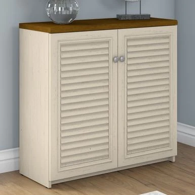 Fairview Storage Cabinet With Doors And Shelves By Bush Furniture - 31.73"L X 12.76"W X 30.71"H - Cape Cod Gray 2 Fairview Storage Cabinet With Doors And Shelves By Bush Furniture - 31.73"L X 12.76"W X 30.71"H - Cape Cod Gray - Image 2