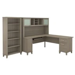 Somerset 72W L Shaped Desk With Hutch And 5 Shelf Bookcase - Hansen Cherry -Office Storage Sales a4fa7e20 22c0 441a 8ee1 e508ee089d48