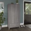 Somerset Tall Entryway Cabinet With Doors And Drawer By Bush Furniture - Platinum Gray