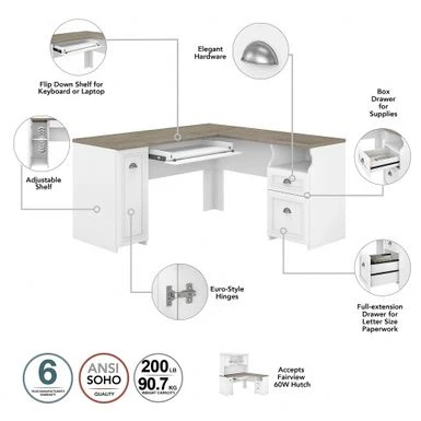 L-shaped Desk - Antique White 20 L-shaped Desk - Antique White - Image 20