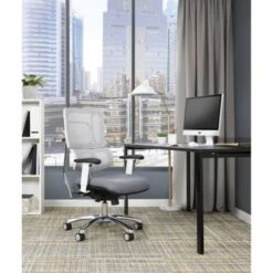 Breathable White Vertical Mesh Managers Chair With Fabric Seat In Steel - Steel -Office Storage Sales a5e49620 1fe9 4cc7 a468 4693320bcec7