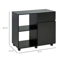 HOMCOM Filing Cabinet/Printer Stand With Open Storage Shelves, For Home Or Office Use, Including An Easy Drawer - Black -Office Storage Sales a5ff0a87 c63d 4f8e aadc 4ddfcbbeee2f