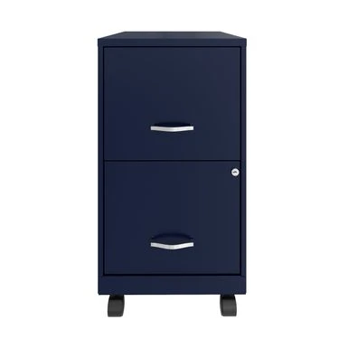 Space Solutions 18" 2 Drawer Mobile Smart Vertical File Cabinet, Navy - Blue - Letter 2 Space Solutions 18" 2 Drawer Mobile Smart Vertical File Cabinet, Navy - Blue - Letter - Image 2