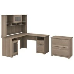 Cabot 60W L-Shaped Desk With Hutch And File Cabinet By Bush Furniture - Harvest Cherry -Office Storage Sales a846ccfb 91f2 4b45 9229 ca71b7aa8be5