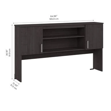 Ridgeley 65W Hutch With Doors By Bestar - Medium Gray Maple 9 Ridgeley 65W Hutch With Doors By Bestar - Medium Gray Maple - Image 9