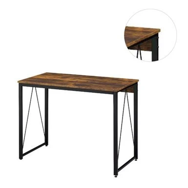 Wooden Top Writing Desk With Metal Frame - Black 6 Wooden Top Writing Desk With Metal Frame - Black - Image 6