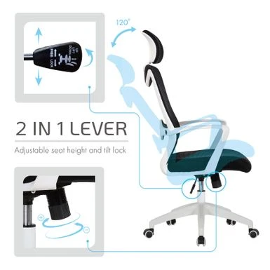 Porthos Home Cory Swivel Office Chair, Tall Mesh Back, Height Adjustable Seat - Blue 7 Porthos Home Cory Swivel Office Chair, Tall Mesh Back, Height Adjustable Seat - Blue - Image 7