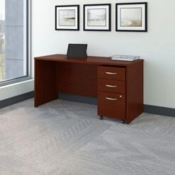 Series C 60W X 24D Office Desk With Drawers By Bush Business Furniture - Mocha Cherry -Office Storage Sales ad590a3b b60e 4d42 86bd a1cfcc9f9f87