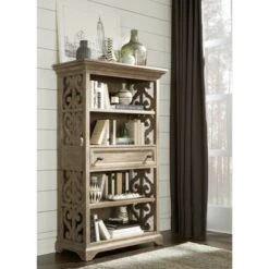 Tinley Park Traditional Dove Tail Grey Bookcase - Dove Tail Grey - Pine Finish/Washed/Distressed
