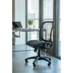 Fully Meshed Ergo Office Chair (Black) With No Side Armrests And No Headrest - Black