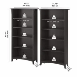 Salinas Tall 5-shelf Bookcase (Set Of 2) By Bush Furniture - Vintage Black -Office Storage Sales ae931f96 2940 4461 acae b7b3a229dfa6