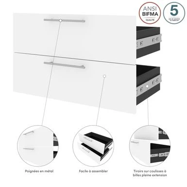 Orion 2 Drawer Set For 30W Tall Storage Shelf By Bestar - White/Walnut Grey 10 Orion 2 Drawer Set For 30W Tall Storage Shelf By Bestar - White/Walnut Grey - Image 10