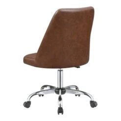 Upholstered Tufted Back Office Chair Brown And Chrome -Office Storage Sales b09191ca 3029 4930 aa82 98b0c639a3e8