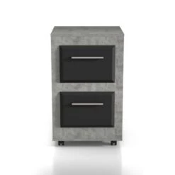 DH BASIC Urban Two-Drawer Mobile File Cabinet With Iron Bar Pulls By Denhour - Cement -Office Storage Sales b10a10c3 35f0 4c04 8dd1 072b63c3d454