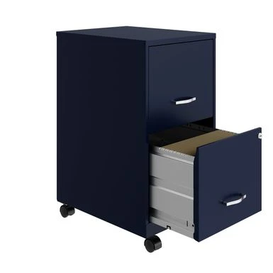 Space Solutions 18" 2 Drawer Mobile Smart Vertical File Cabinet, Navy - Blue - Letter 4 Space Solutions 18" 2 Drawer Mobile Smart Vertical File Cabinet, Navy - Blue - Letter - Image 4
