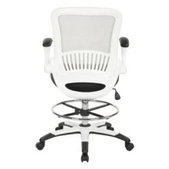 Work Smart Mesh Back Drafting Chair With Black Faux Leather Seat And Adjustable Footring -Office Storage Sales b27744b3 526f 486c b03a 2a6f9b1a494c