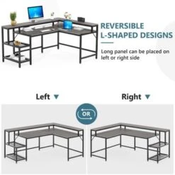Lee Industrial L-Shaped Desk With Storage Shelves, Corner Computer Desk PC Laptop Study Table Workstation - Grey -Office Storage Sales b3015953 049a 42e6 8e03 dc2ece4a91d0