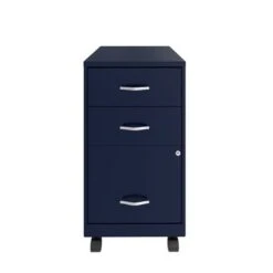 Space Solutions 18" Deep 3 Drawer Mobile Organizer Metal Cabinet, Navy - Blue - Letter -Office Storage Sales b4264e99 a7f8 43ff a609 122821515fc3