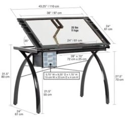 Studio Designs Futura Clear Glass Top Drafting Table With Storage - Painted - Clear -Office Storage Sales b4561f2b 0562 46fb 93c6 3a51c375c18a