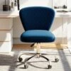 Corvus Velvet Armless Adjustable Swivel Home Office Chair - Blue