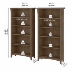 Salinas Tall 5-shelf Bookcase (Set Of 2) By Bush Furniture - Vintage Black -Office Storage Sales b5da4cce 6b0d 47d2 8117 f38e6da8d137