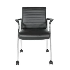 Guest Chair In Faux Leather With Carpet Casters - Black -Office Storage Sales b83451e3 769a 4ba2 a2c5 f47bd1837d45
