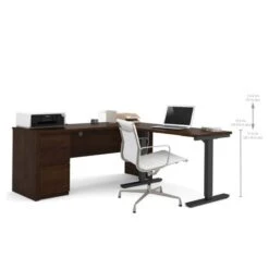 Bestar Prestige L-Desk Including Electric Height Adjustable Table - Bark Gray & Slate -Office Storage Sales b8b20d46 4ca7 432c b271 a70f7f69903f
