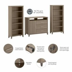 Somerset Office Storage Credenza With Bookcases By Bush Furniture - Platinum Gray -Office Storage Sales b906fb47 c44a 453e 9d9b 05eb0eb31b37