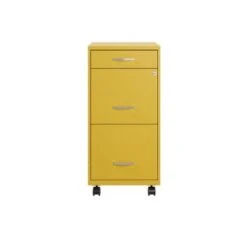 Space Solutions 18" Deep 3 Drawer Metal File Cabinet - Yellow - Letter -Office Storage Sales b97d3bff a512 4f48 8b09 91a7bcc30fb5