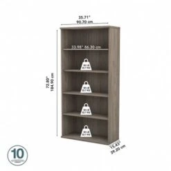Hybrid Tall 5 Shelf Bookcase By Bush Business Furniture - Storm Gray -Office Storage Sales b9c62a98 97a9 44d4 9a4f 8e5310e13956