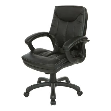 Executive Mid-Back Faux Leather Chair With Stitching - Black 8 Executive Mid-Back Faux Leather Chair With Stitching - Black - Image 8
