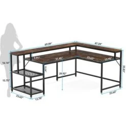 Lee Industrial L-Shaped Desk With Storage Shelves, Corner Computer Desk PC Laptop Study Table Workstation - Grey -Office Storage Sales ba5be0c0 e1df 4629 91da cb42c1c9c341