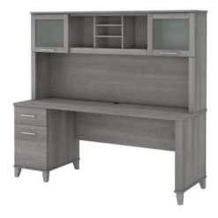 Bush Furniture Somerset 72W Office Desk With Hutch In Ash Gray - Mocha Cherry -Office Storage Sales bb695d62 69f1 4b1b 9e3f cb122317dd52