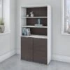Jamestown 5 Shelf Bookcase With Doors By Bush Business Furniture - Storm Gray/White