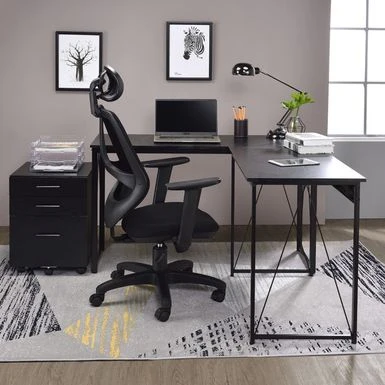 Wooden Top Writing Desk With Metal Frame - Black 12 Wooden Top Writing Desk With Metal Frame - Black - Image 12