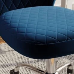 Corvus Velvet Armless Adjustable Swivel Home Office Chair - Blue -Office Storage Sales bcd055ed ba72 417d 930b 859cd0b97dd3