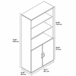 Series C 36W 5 Shelf Bookcase With Doors By Bush Business Furniture - Natural Cherry/Graphite Gray -Office Storage Sales bd506649 4dfa 4b54 999f 78b81122151c