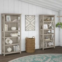 Key West 5 Shelf Bookcase Set By Bush Furniture - Shiplap Gray/Pure White -Office Storage Sales bd9eaebd f18c 4c04 b9ce 19e7438141a4