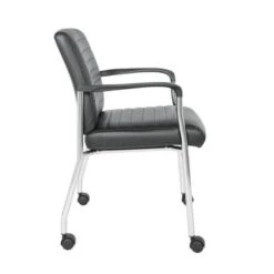 Guest Chair In Faux Leather With Carpet Casters - Black -Office Storage Sales be54f5a4 d139 4c9d b298 b6d767d97f3b