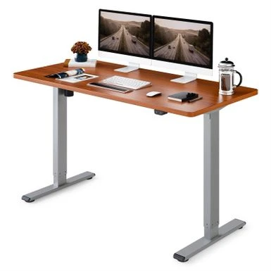 FlexiSpot 55"x28" Electric Ergonomic Home Office Height Adjustable Standing Desk 2-Button Computer Desk Varaint Color - Grey And Mahogany 1 FlexiSpot 55"x28" Electric Ergonomic Home Office Height Adjustable Standing Desk 2-Button Computer Desk Varaint Color - Grey And Mahogany