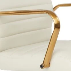 Ave Six Baldwin Mid-Back Faux Leather Chair With Gold Finish Arms And Base - CREAM -Office Storage Sales bf8f1834 8a7a 4289 95b4 8cb6f94abe18