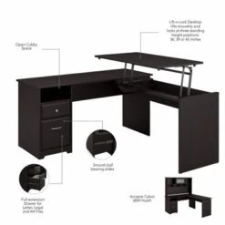 60W 3-position L-shaped Sit To Stand Desk By Bush Furniture - White 28 60W 3-position L-shaped Sit To Stand Desk By Bush Furniture - White -Office Storage Sales bfbd47cf ca62 45ab 9220 c71e652d6028