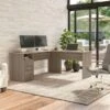 72W L-shaped Computer Desk With Drawers By Bush Furniture - Ash Gray