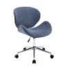 Porthos Home Rudi Office Chair, PU Or Fabric Or Velvet Upholstery, Chrome Legs - Blue Fabric