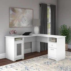 Cabot L-shaped 60-inch Computer Desk - White