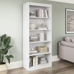 Universel 30W Standard 5 Shelf Bookcase By Bestar - Pure White -Office Storage Sales c422dbf8 2fdd 46d3 9533 a3c56480694e